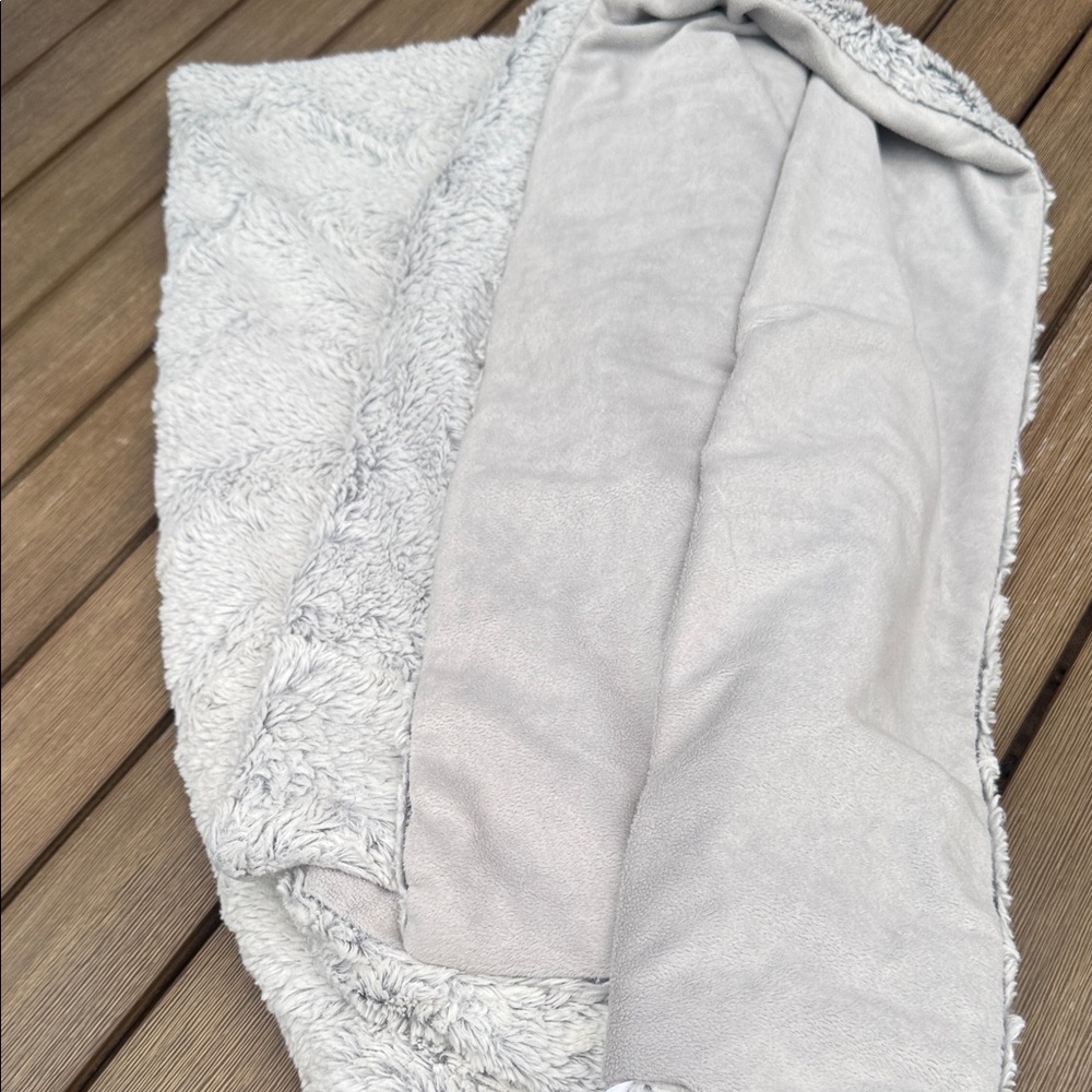 West Elm Faux Fur Throw Blanket – Gray Wave Pattern - Picture 2 of 4